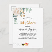 ベビーシャワーフローラ緑の白かわいいママbee ポストカード (正面/裏面)