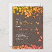 ベビーシャワーフローラ花びらベビーイン開花 素朴 招待状 (正面)