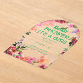 ベビーシャワーフローラ赤面 アクリル招待状 (レイダウン)