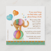 ベビーシャワーブックギフトカード動物のサーカスアート スクエア名刺 (裏面)