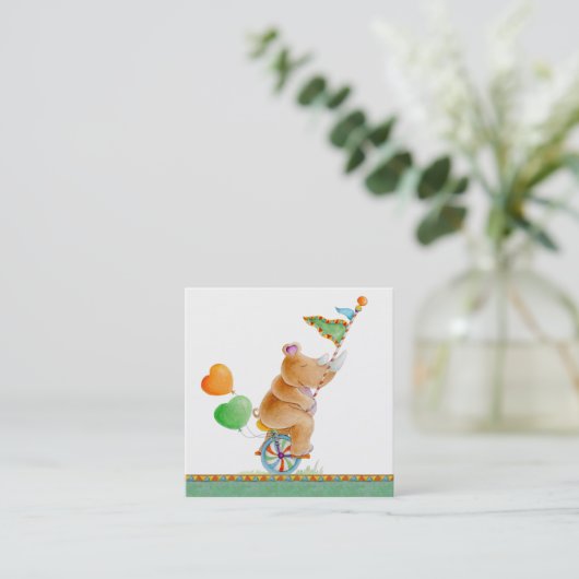 ベビーシャワーブックギフトカード動物のサーカスアート スクエア名刺 (スタンド正面)