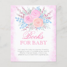 ベビーシャワーブックリクエスト水彩ピンクのバラ