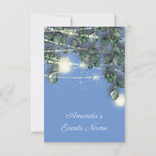 ベビーシャワーブライダルスウィート16th紙吹雪ミントブルー 招待状 (裏面)