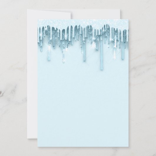 ベビーシャワーブライダル甘い16番目のドリップスパークブルー 招待状 (裏面)