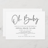 ベビーシャワーブラック&ホワイトボホ男女兼用 招待状 (正面/裏面)
