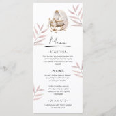 ベビーシャワーブランシュ メニューカード ダスティピンク ゴールドリーフ メニュー (正面)