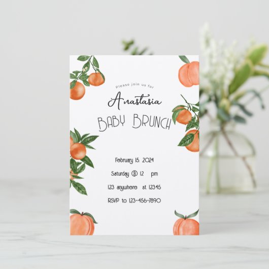 ベビーシャワーブランチ結婚またはズブランチ招待状 招待状 (スタンド正面)