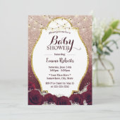 ベビーシャワーブルゴーニュバラフローラバラグラデーション金ゴールド 招待状 (スタンド正面)