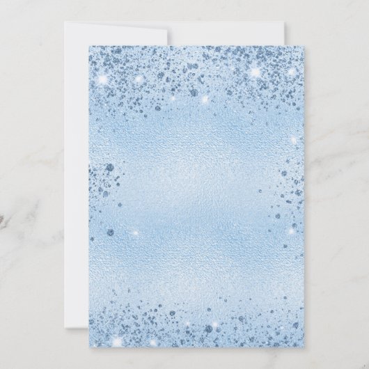 ベビーシャワーブルーの男の子は贅沢を輝かせる 招待状 (裏面)