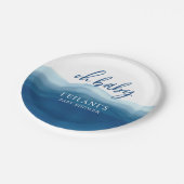 ベビーシャワーブルーウォーターグラデーションカラーOhベビー ペーパープレート (アングル)