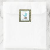 ベビーシャワーブルーキャリッジ&迷彩付き スクエアシール (バッグ)