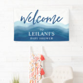 ベビーシャワーブルーグラデーションウォーターカラーへようこそ 横断幕 (インサイチュ)
