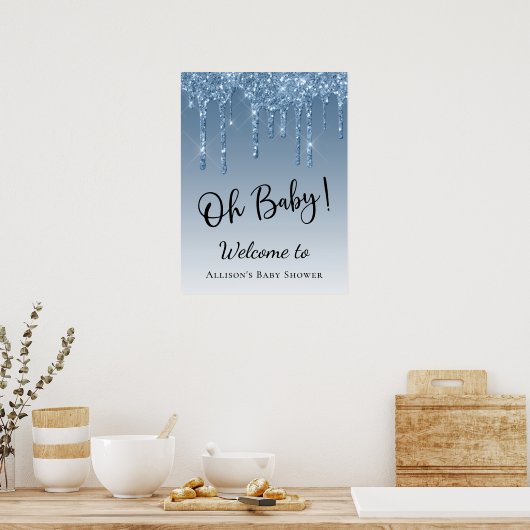 ベビーシャワーブルーグリッターへようこそ ポスター (キッチン)