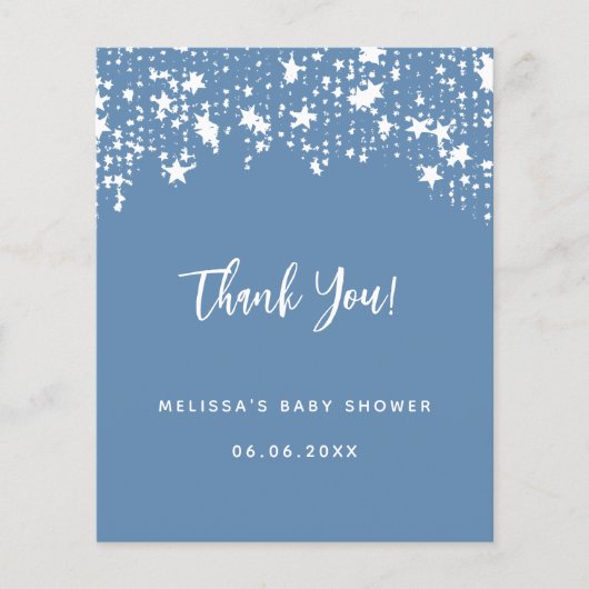 ベビーシャワーブルースターズ予算サンキューカード (正面)
