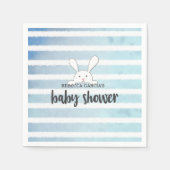 ベビーシャワーブルーストライプホワイトバニーウサギ スタンダードカクテルナプキン (正面)