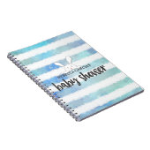 ベビーシャワーブルーストライプホワイトバニーラビットゲスト ノートブック (右側)