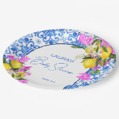 ベビーシャワーブルータイルレモンズブーゲンビリア ペーパープレート (アングル)