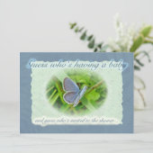 ベビーシャワーブルーバタフライ招待状 招待状 (スタンド正面)