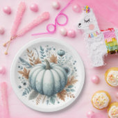 ベビーシャワーブルーパンプキンコースト秋 ペーパープレート (パーティー)
