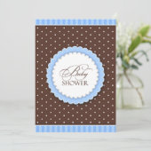 ベビーシャワーブルーブラウンフラット招待状 招待状 (スタンド正面)