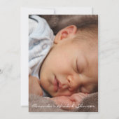 ベビーシャワーブルーボーイ足グリッターフォトホワイト 招待状 (裏面)