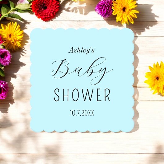 ベビーシャワーブルーミニマル紙コースター ペーパーコースター