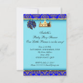 ベビーシャワーブルー金ゴールドボーイプリンス 招待状 (裏面)