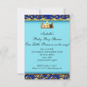 ベビーシャワーブルー金ゴールドボーイプリンス 招待状 (裏面)