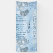 ベビーシャワーブルー銀グリッターバルーン少年 横断幕 (縦)