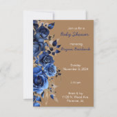 ベビーシャワーブルー&ブラウン素朴招待状 招待状 (正面)