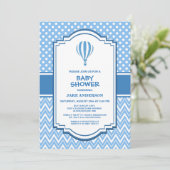 ベビーシャワーブルー ホットエアバルーン 招待状 (スタンド正面)