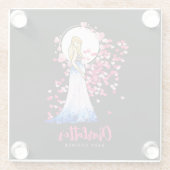 ベビーシャワーブロンド妊婦のレディ ガラスコースター (裏面)