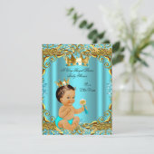 ベビーシャワープリンス金ゴールドティール（緑がかった色）アクアブルネット 招待状 (スタンド正面)
