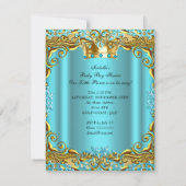 ベビーシャワープリンス金ゴールドティール(緑がかった色)アクアブロンドボーイ 招待状 (裏面)