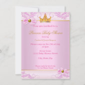 ベビーシャワープリンセスティアラかわいいガールピンクブロンド 招待状 (裏面)