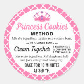 ベビーシャワープリンセスCookieレシピ ラウンドシール (正面)