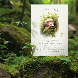 ベビーシャワーヘッジホッグお洒落の水色 招待状