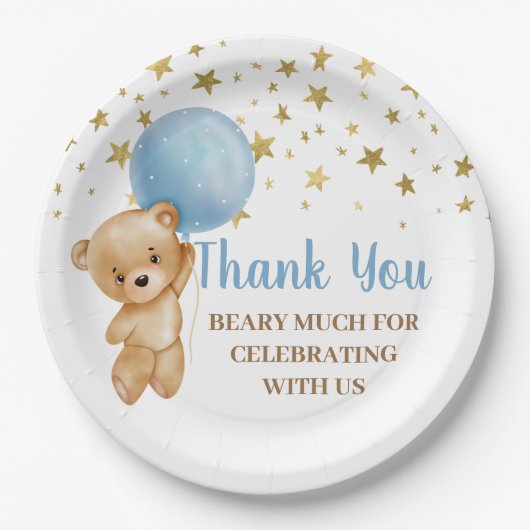 ベビーシャワーベア紙プレート ペーパープレート (正面)
