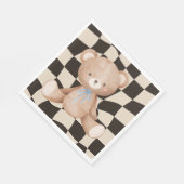 ベビーシャワーベア チェック柄のランチョン スタンダードランチョンナプキン (角)