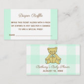 ベビーシャワーベア ミントグリーン おむつくじチケット エンクロージャーカード (正面/裏面)