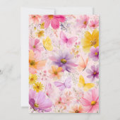 ベビーシャワーベビーイン開花バタフライピンクパープル 招待状 (裏面)