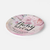 ベビーシャワーベビーイン開花ボホフラワーズ&フェザー ペーパープレート (アングル)