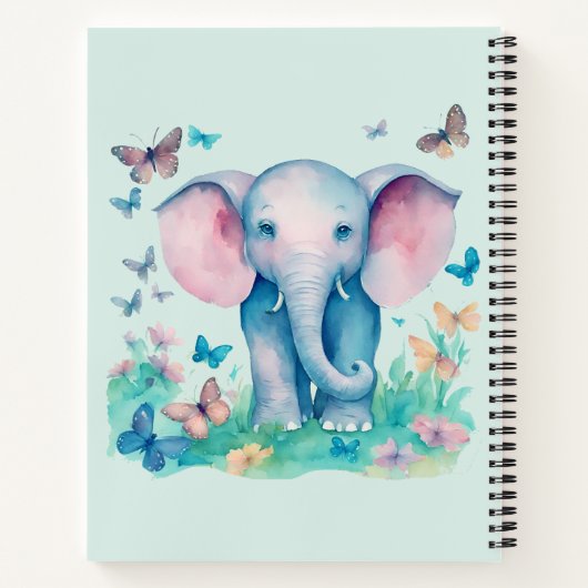 ベビーシャワーベビーエレファントゲストギフトリスト ノートブック (裏面)