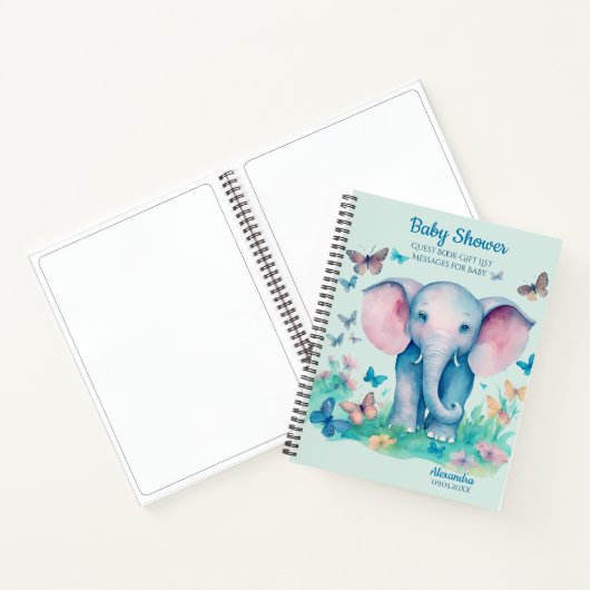ベビーシャワーベビーエレファントゲストギフトリスト ノートブック (内部)