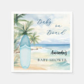 ベビーシャワーベビーオンボードサーフボード スタンダードカクテルナプキン (正面)