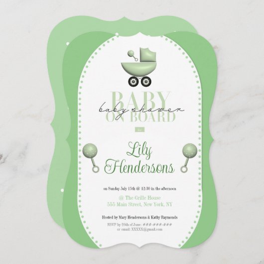 ベビーシャワーベビーオンボード招待状パーティの招待状 招待状 (正面/裏面)