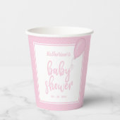 ベビーシャワーベビーガールパステルピンク水玉模様 紙コップ (正面)