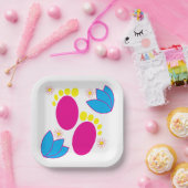 ベビーシャワーベビーガールベビー足カラフルフローラ ペーパープレート (パーティー)