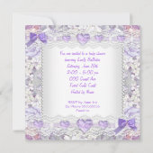 ベビーシャワーベビーガールラベンダーフローラ傘 招待状 (裏面)