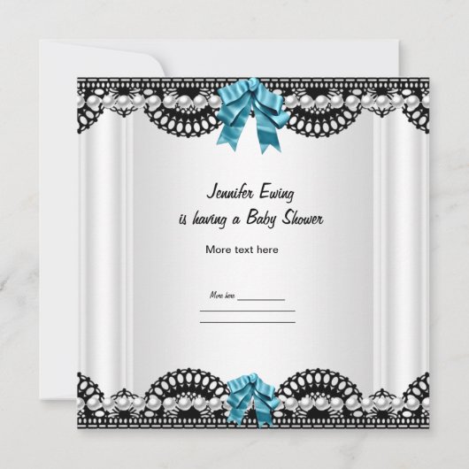 ベビーシャワーベビーゼブラボーイ白黒ブルー 招待状 (裏面)